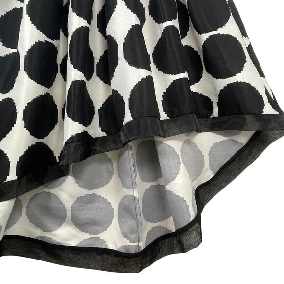 Gracia High-Low Skirt Black White Polka Dot Pleated Asymmetrical Ribbon Hem Sz L - Picture 11 of 15